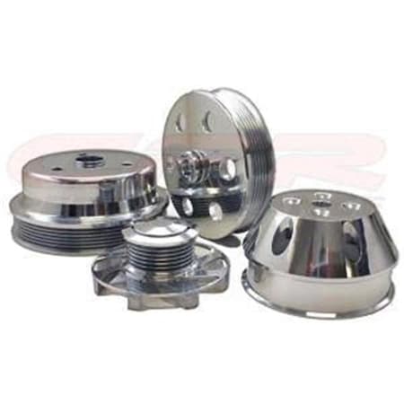 Cfr Performance CFR HZ-8700-POL Chevy Small Block Billet Short Water Pump Serpentine Pulley Set - Polished HZ-8701-C